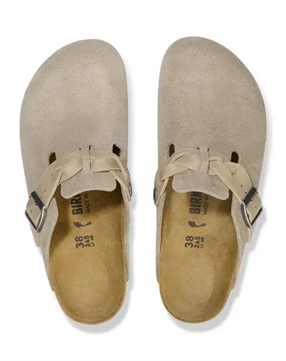 Birkenstock - Boston Braided Suede Leather Sandal - Taupe